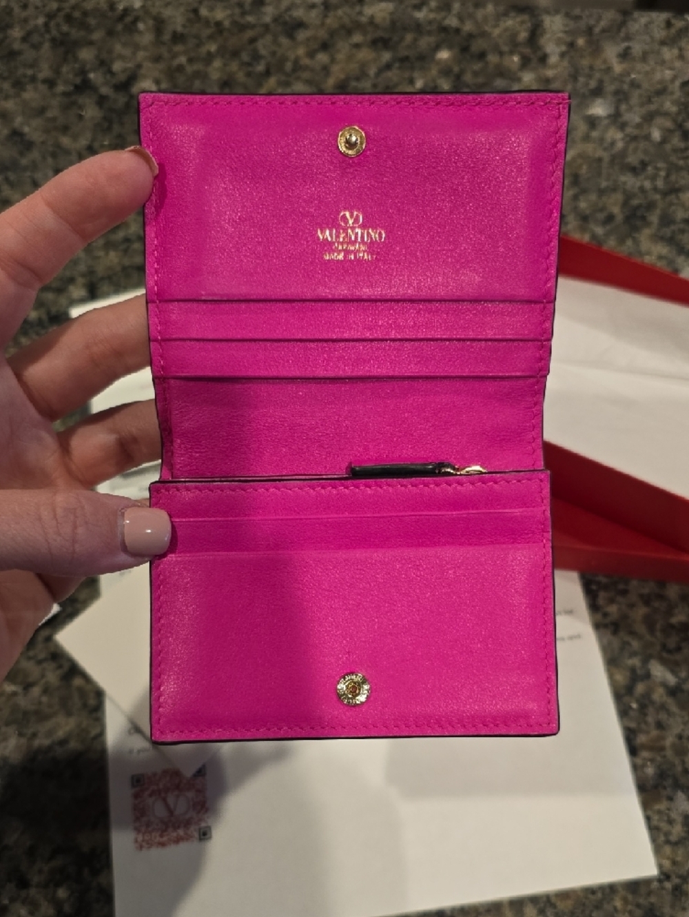 Valentino Hot Pink Rockstud Leather Wallet - Picture 9 of 16